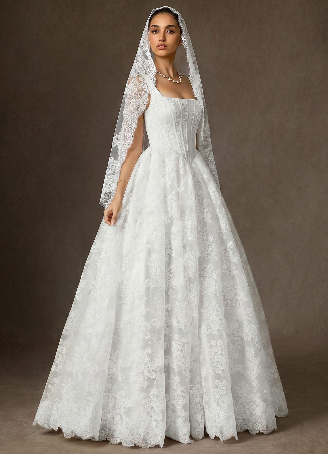 front Mantilla de encaje Juliette Velo hasta la punta de los dedos