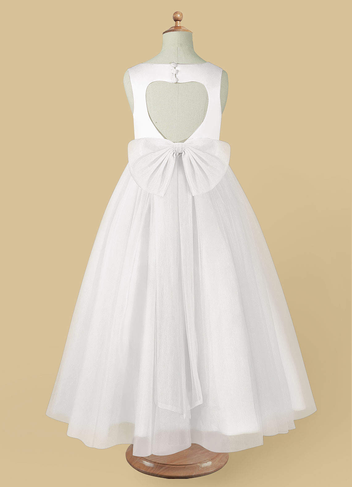Azazie Muni Flower Girl Dresses White A-Line Bow Tulle Dress image3