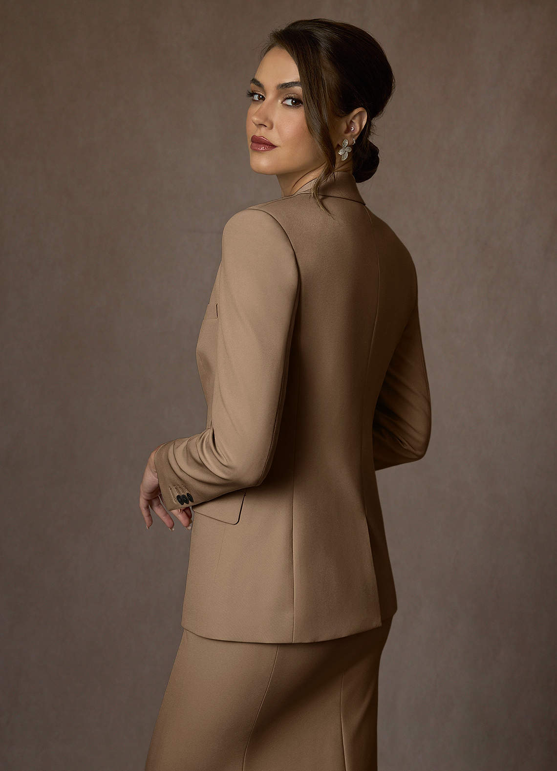 front Charlotte Truffle Refined Weave Dress