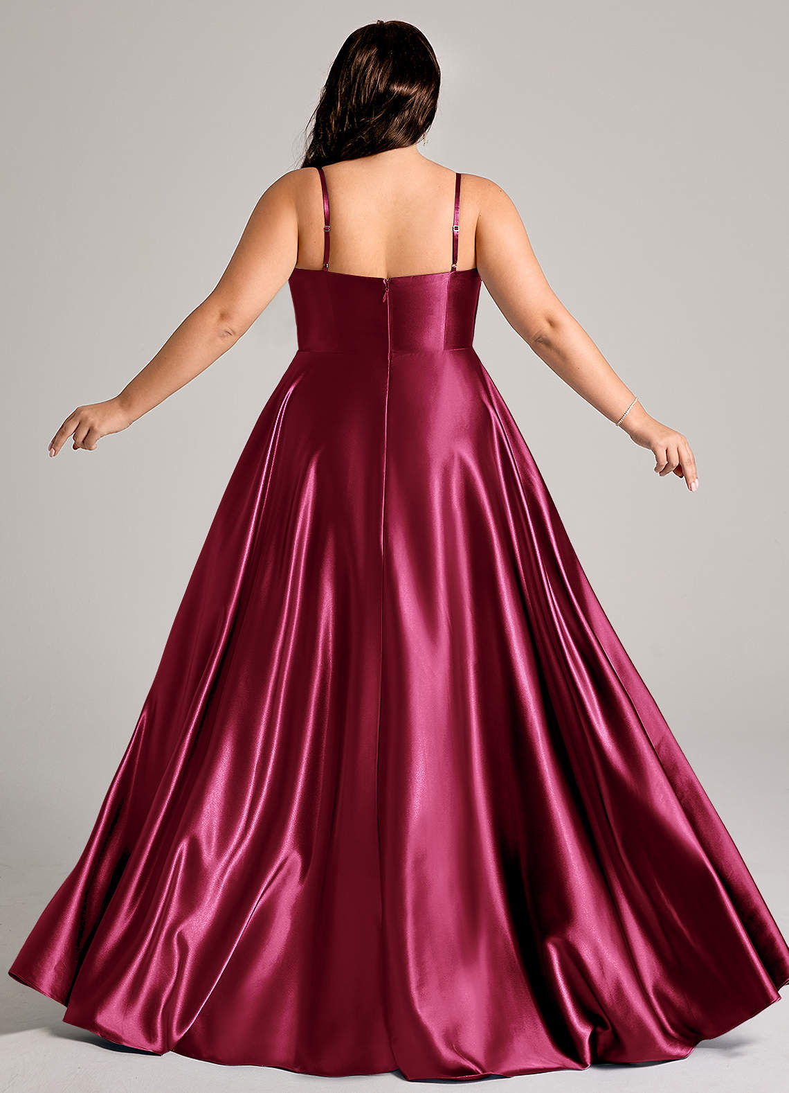 Azazie Elle Burgundy Metallic Satin Bridesmaid Dresses | Azazie