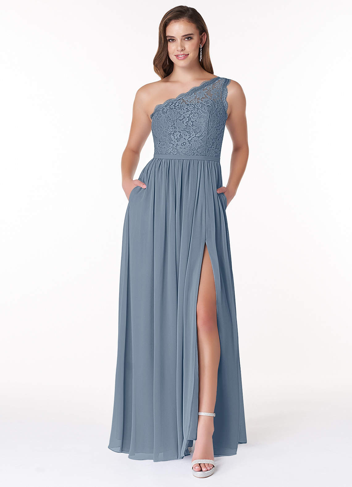 Azazie Demi Bridesmaid Dresses Twilight A-Line One Shoulder Chiffon Dress image1