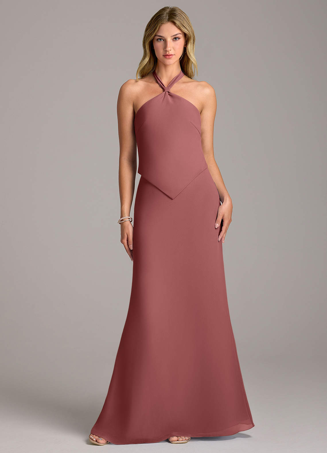 Azazie Keisha Bridesmaid Dresses Amethyst Sheath Chiffon Dress image1