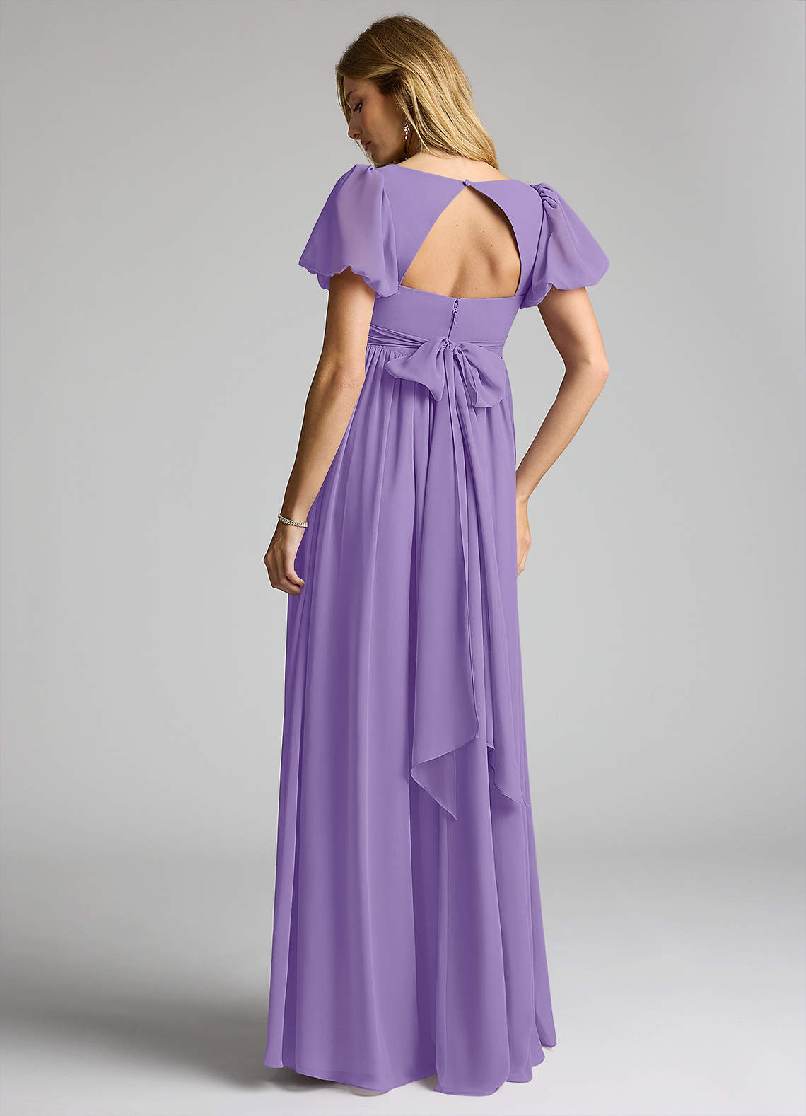 Azazie Madisynn vestidos de dama de honor de maternidad Vestido de Lazo Hasta el suelo Gasa image1