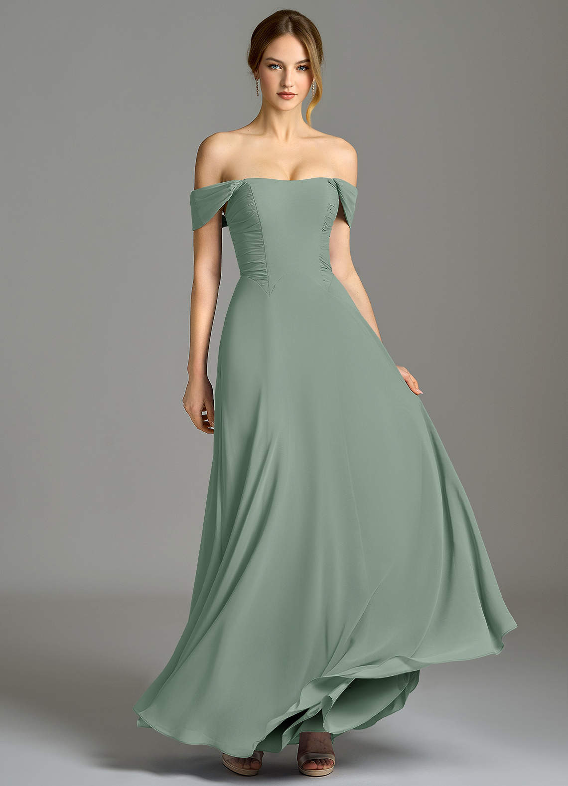 chiffon dress with pockets Chiffon Long Prom Dress With Pockets And Flowy Skirt