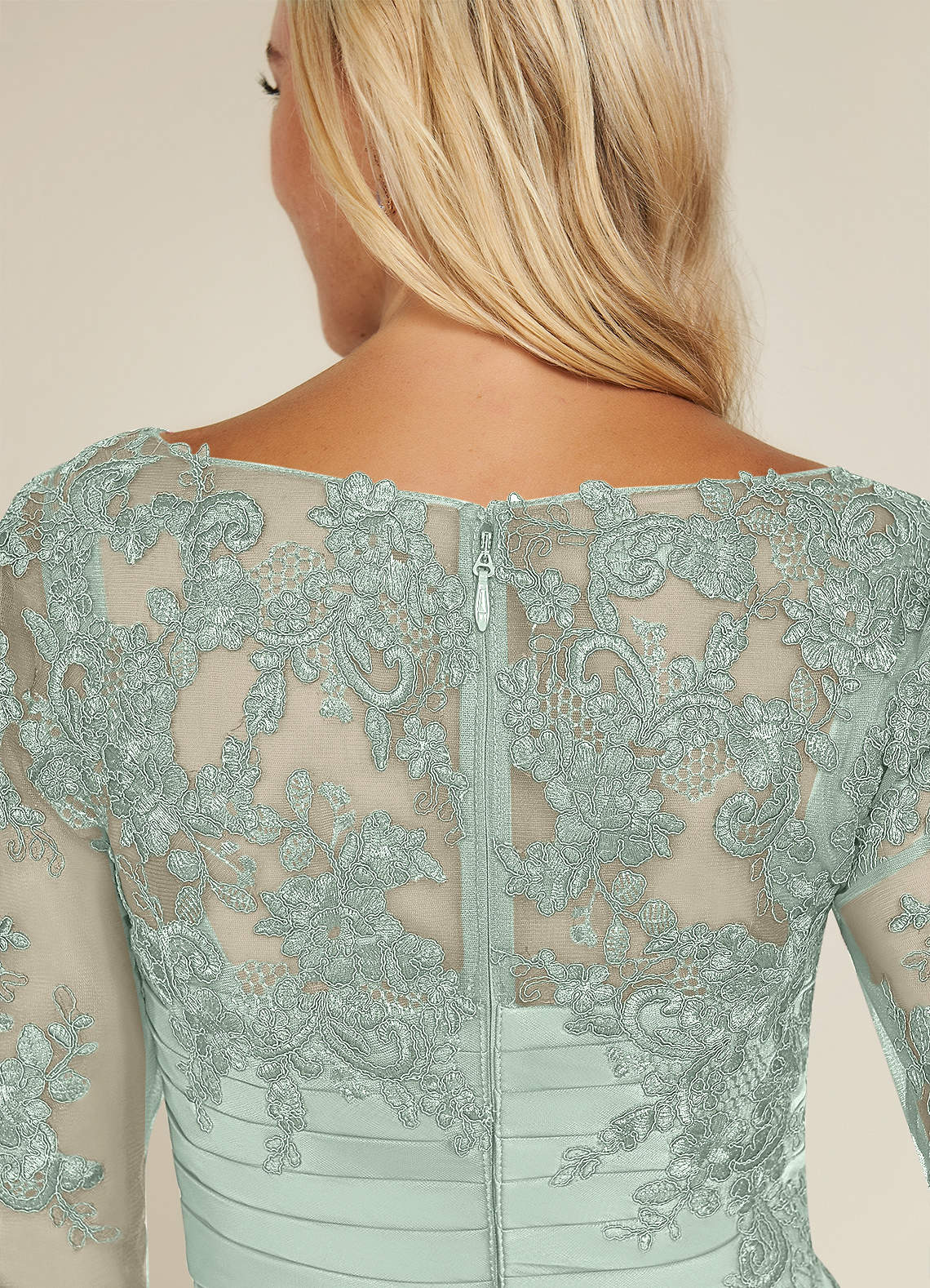 Azazie Alisondra Kleider für die Brautmutter Etui Schaufel Spitze Spitze Kleid Agave image6