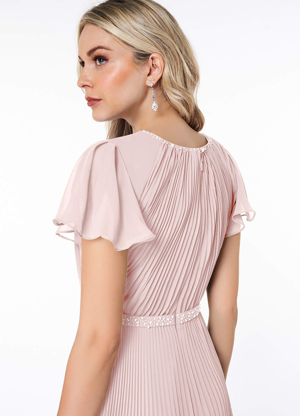 Azazie Kara Modest Bridesmaid Dresses A-Line Pleated Chiffon Floor-Length Dress image5