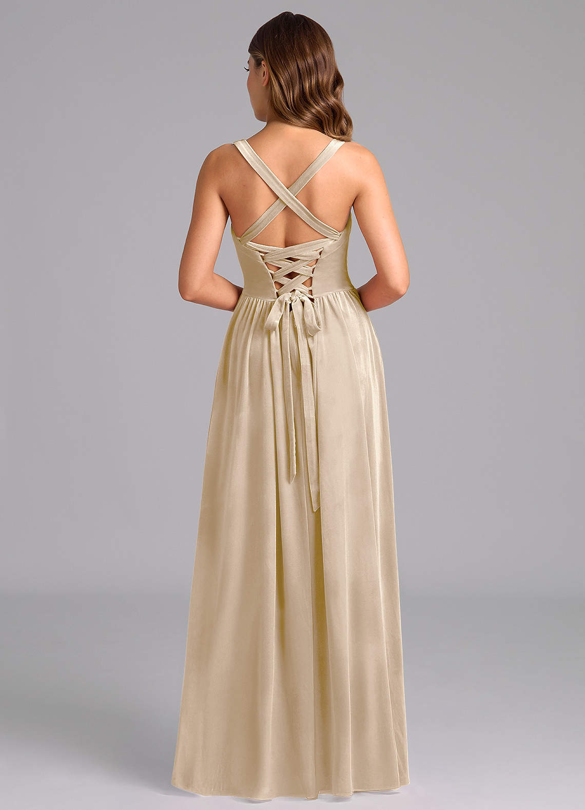 velvet champagne bridesmaid dress KissProm
