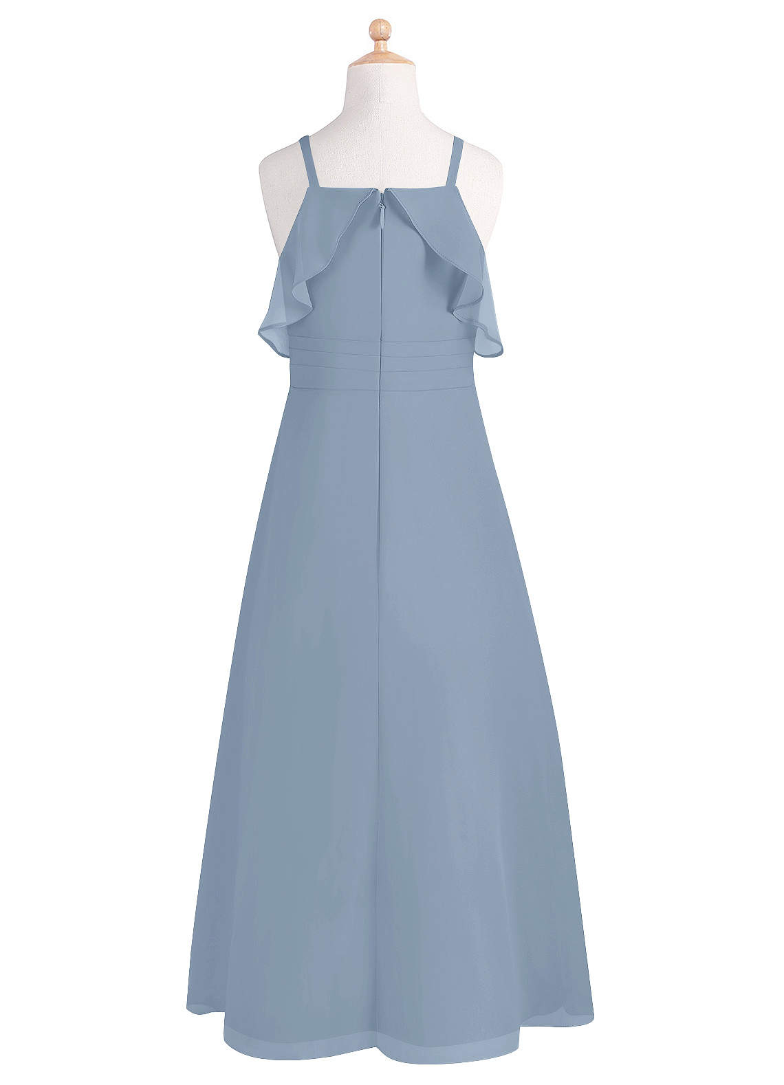 Azazie Dakota Junior Dusty Blue A-Line Off the Shoulder Chiffon Dress image10