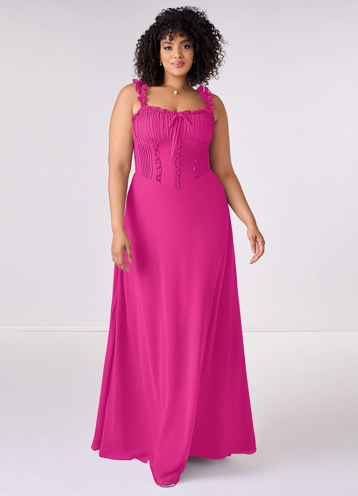 Barbie ♥ Azazie Jurken voor bruidsmeisjes Jurk van Chiffon met A-Lijn Sweetheart Halslijn Barbie Roze image1