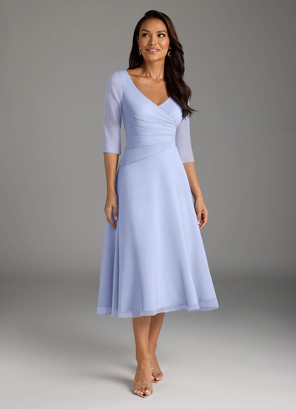 Azazie Durant At-home Try On Dresses Agave A-Line Pleated Chiffon Dress image1