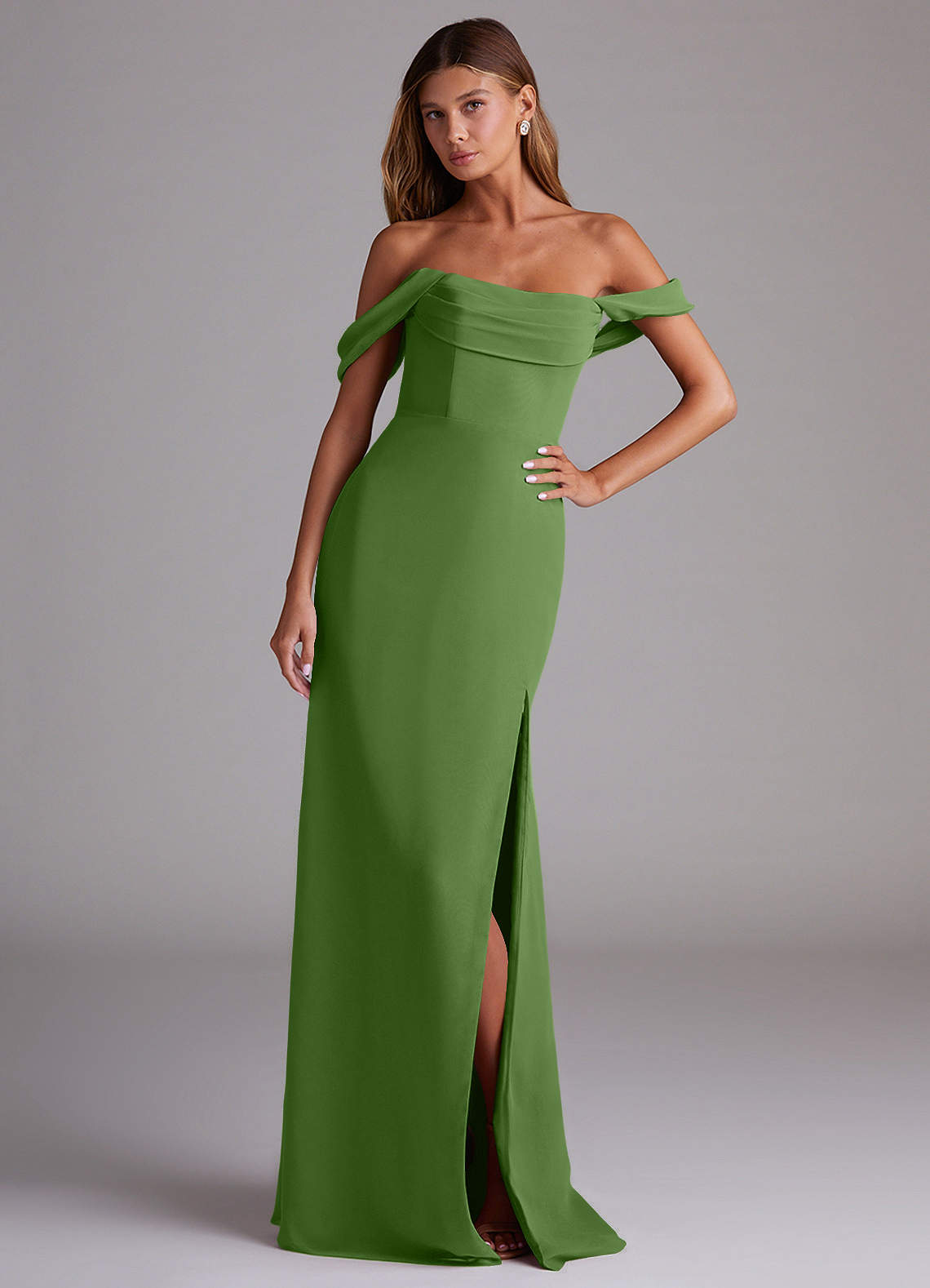 basil green bridesmaid dresses Azazie Saige