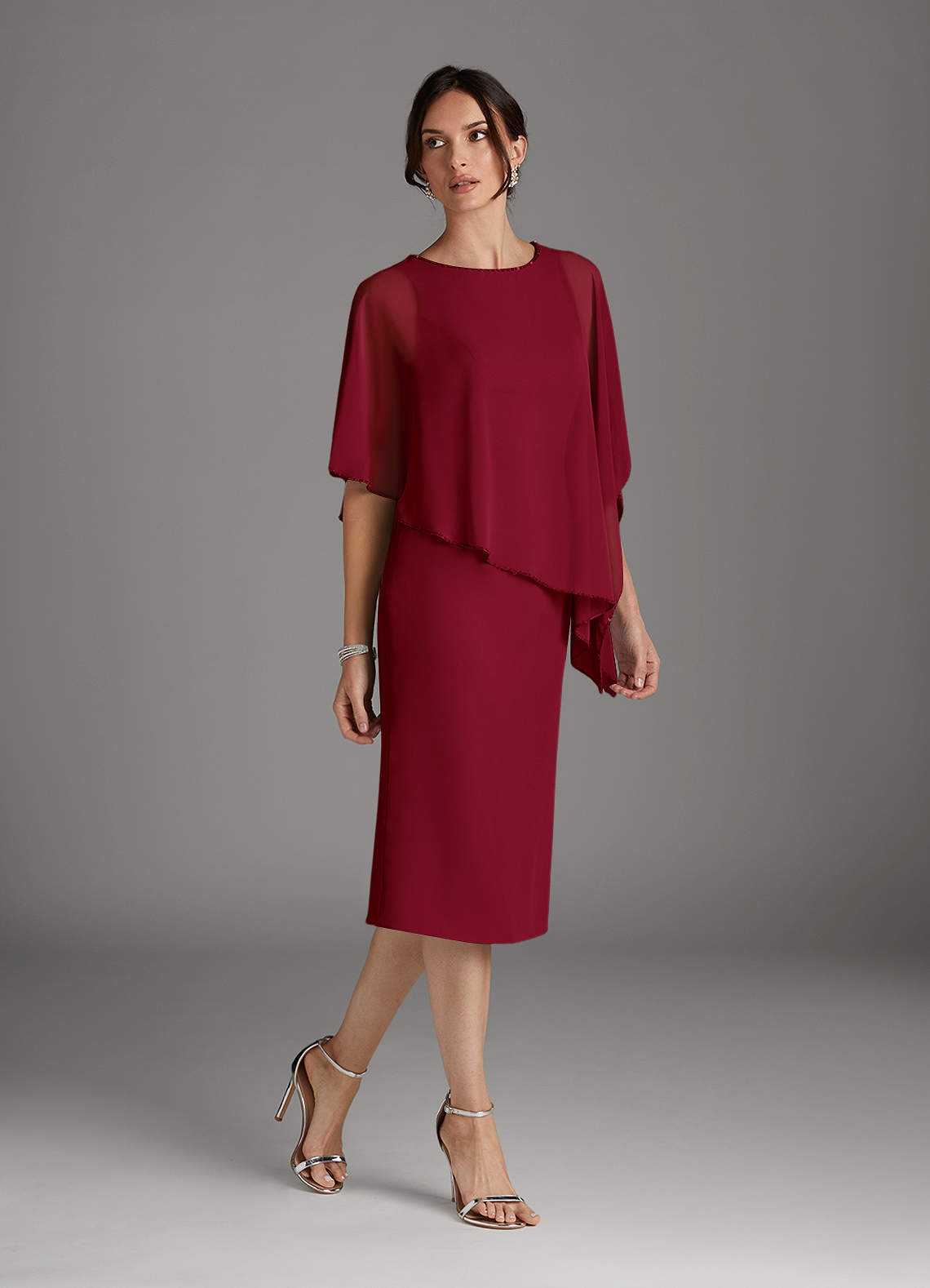 Azazie Sparrow Mother of the Bride Dresses Burgundy Sheath Sequins Chiffon Dress image1