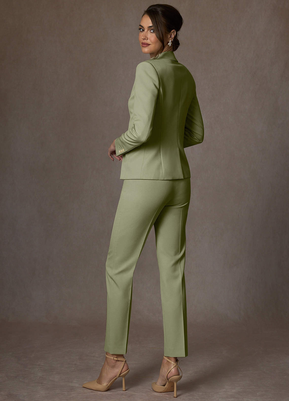 front Whitney Pistachio Structured Stretch Blazer