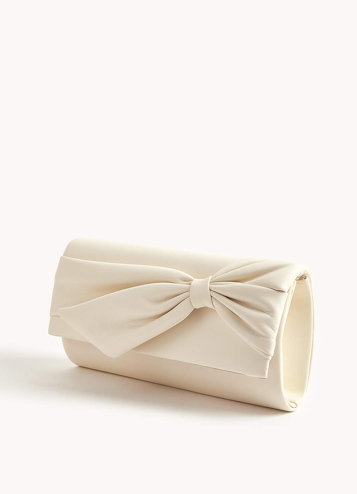 front Pleated Bow Glitter Clutch