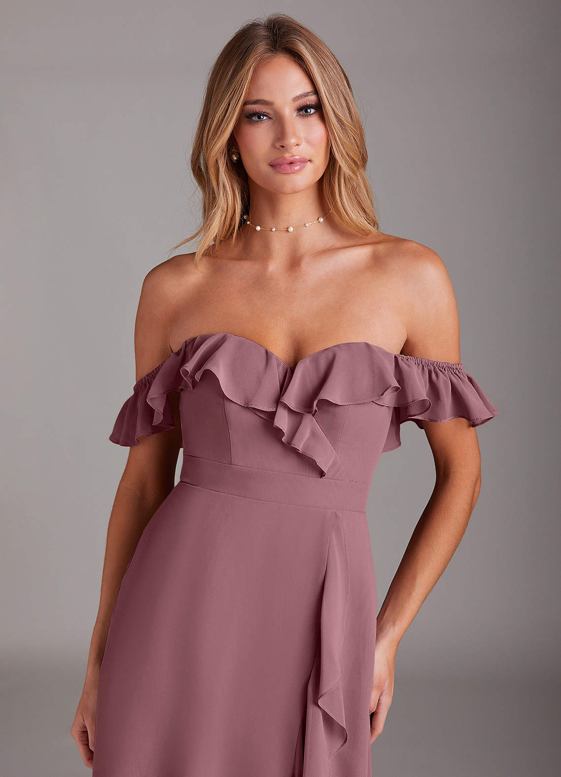 Azazie Lyra Bridesmaid Dresses Amethyst A-Line Chiffon Convertible Dress image1