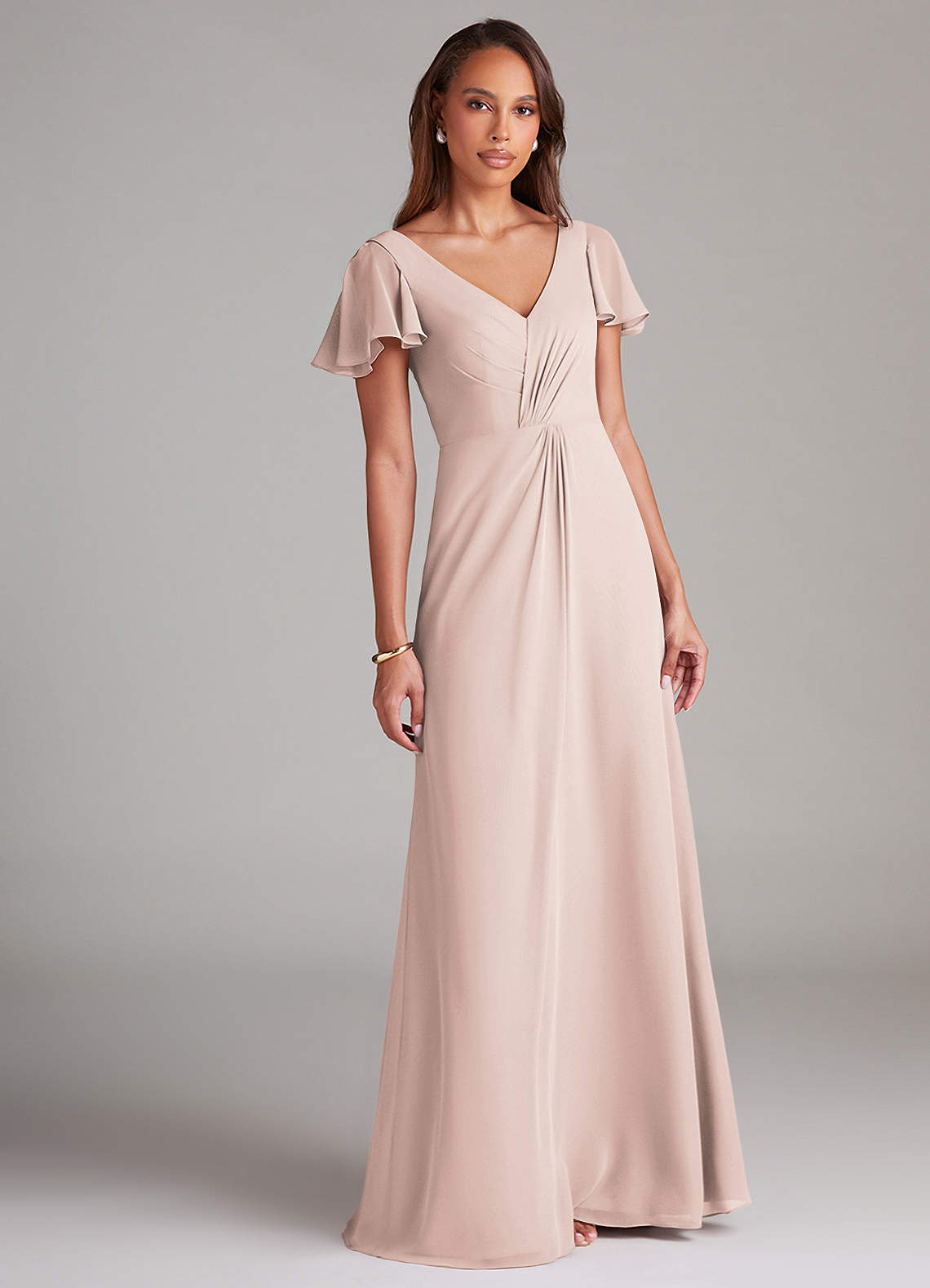 Azazie Soren Bridesmaid Dresses Rose Petal A-Line Ruched Chiffon Dress image1