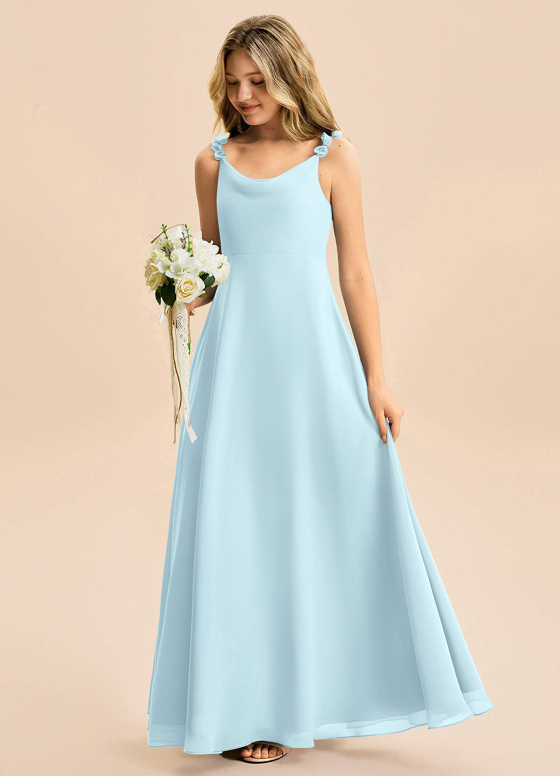 Azazie Elodie Junior Bridesmaid Dress in Cloud Blue | Azazie CA