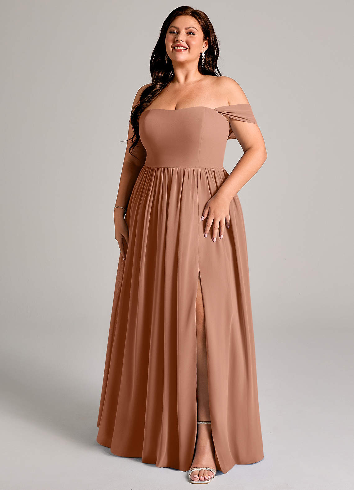 blue dress for baby girl Plus Size Shiny V-Neck Short Sleeve A-Line Evening Dress Brown Formal –  Dresslittly