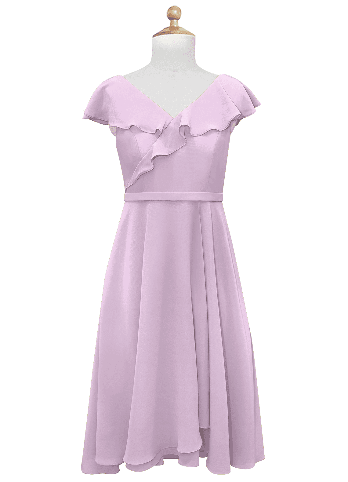 Azazie Posie Junior Frosted Lilac A-Line Ruched Chiffon Dress image8