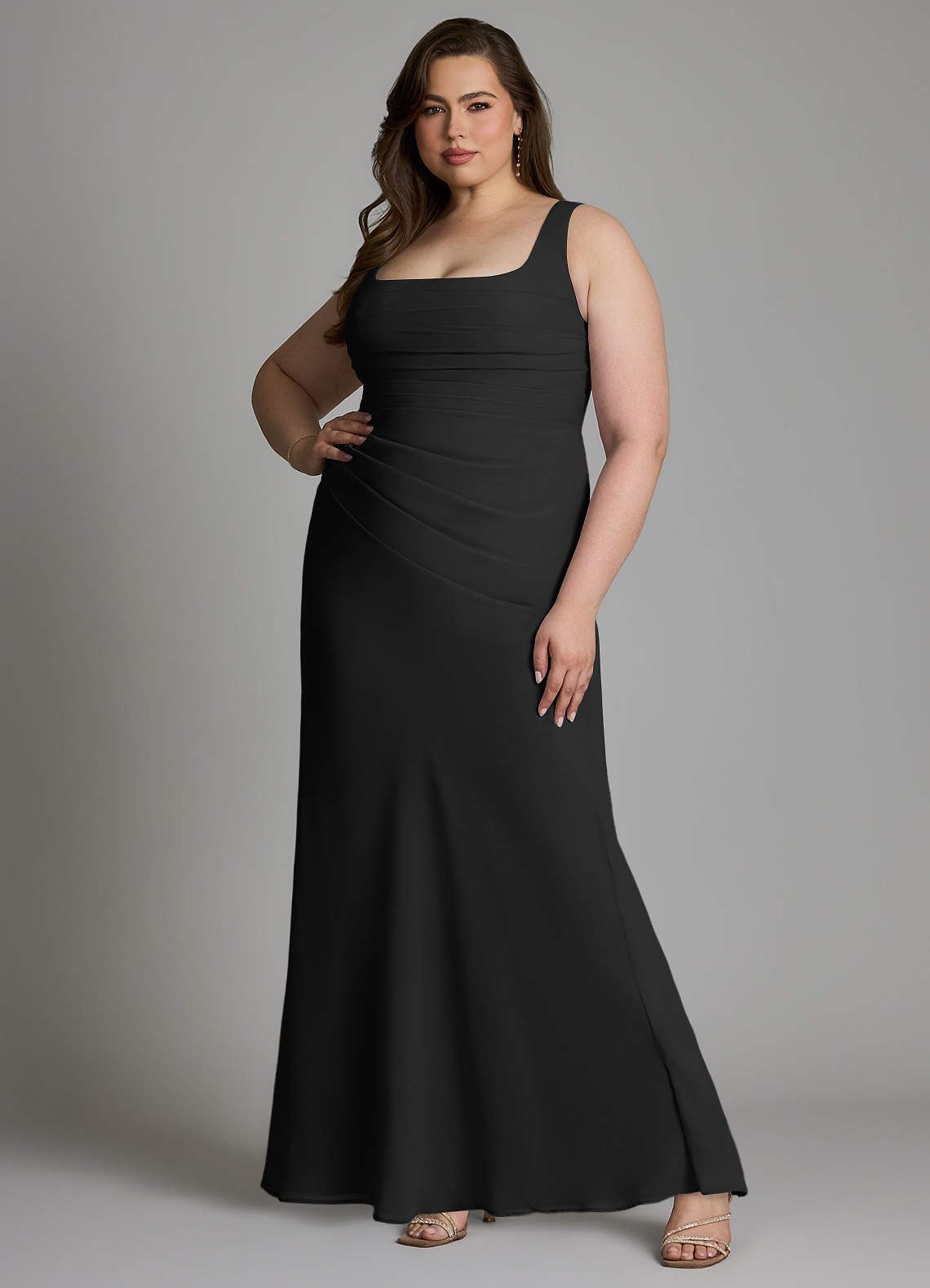 Azazie Agustina Bridesmaid Dresses Black Mermaid Corset Chiffon Dress image7