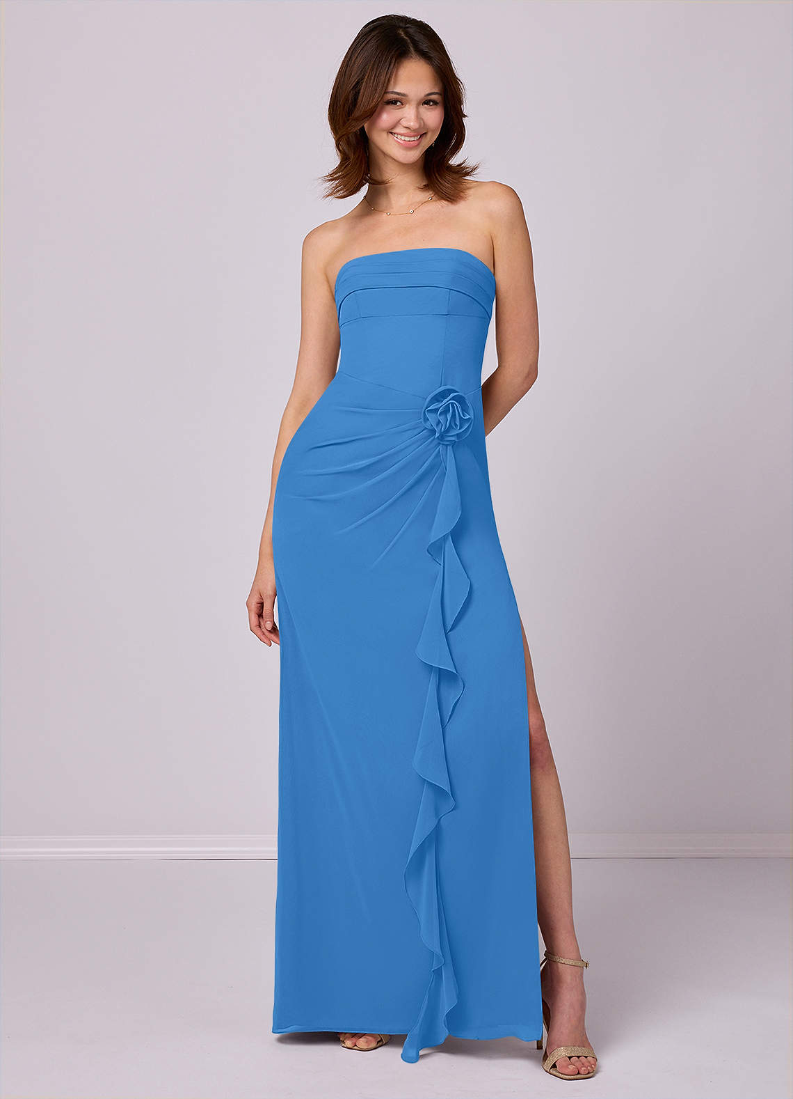 Barbie ♥ Azazie Bridesmaid Dresses Blue Jay Sheath Strapless Chiffon Convertible Dress image1