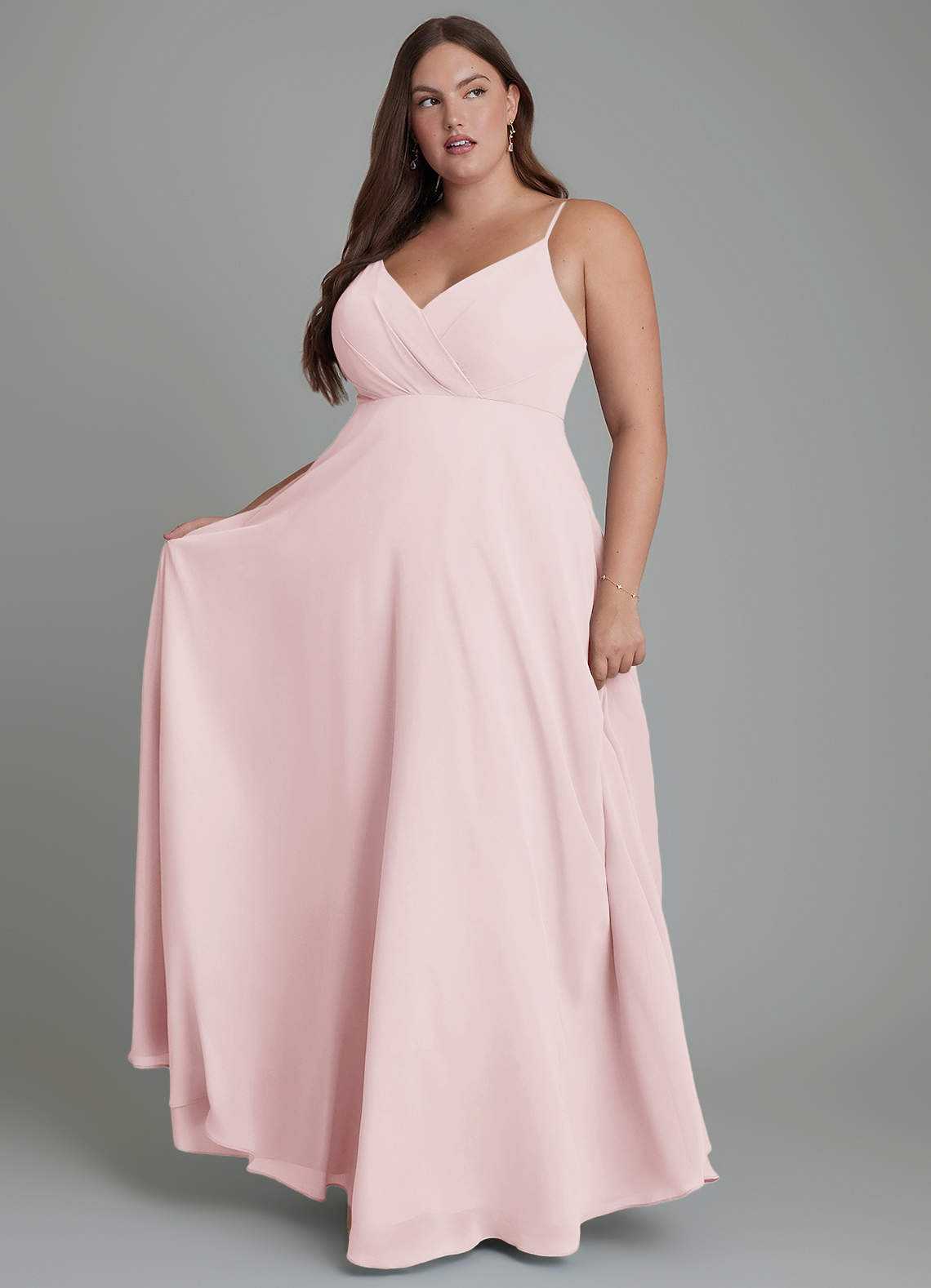 Azazie Amani Abiti da Damigella Abito A-Line in Chiffon Plissettato Rosa Rossore image1