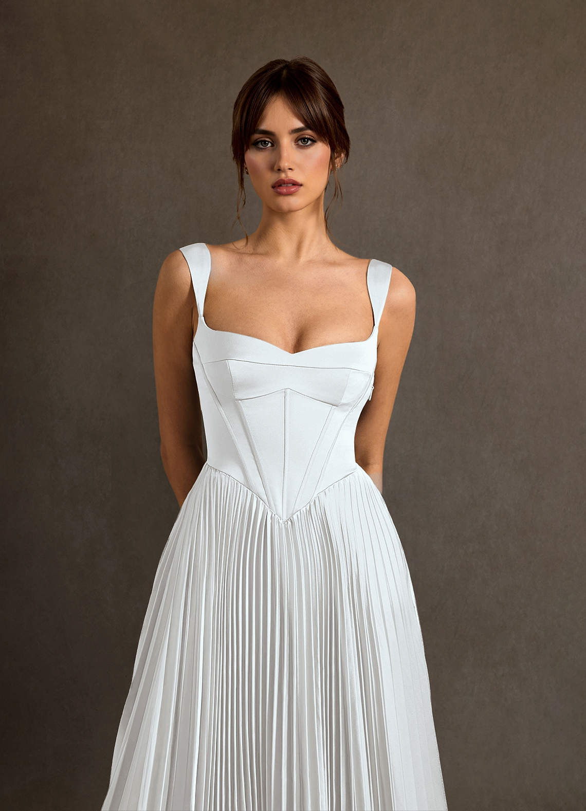 Azazie Dean At-home Try On Dresses Diamond White Sheath Sweetheart Neckline Stretch Satin Dress image2