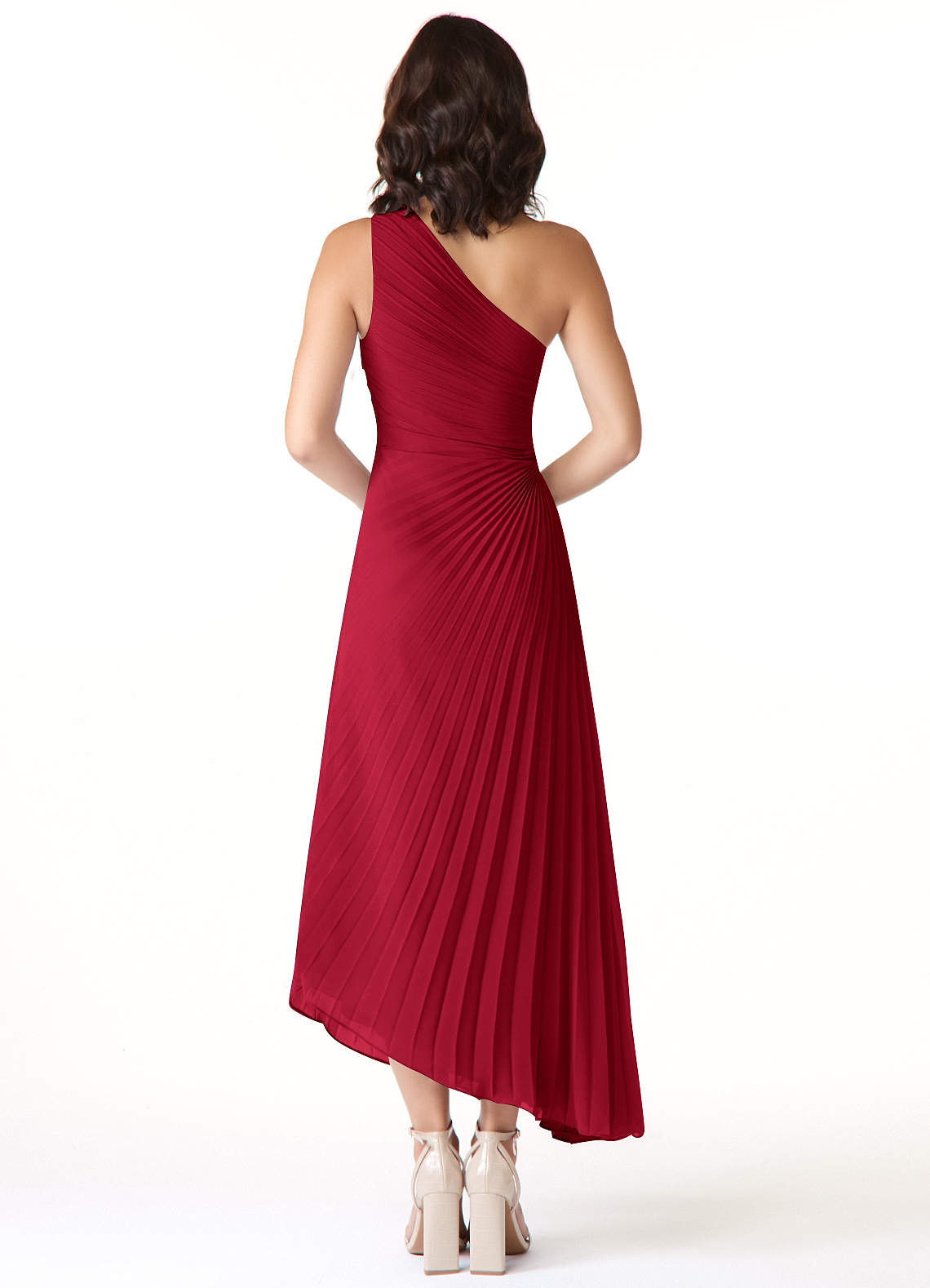 Azazie Kirra Ready to Ship Scarlet Chiffon Bridesmaid Dresses | Azazie