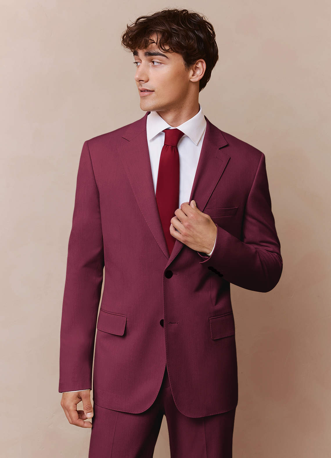 front James Burgundy Structured Stretch Suit Jacket