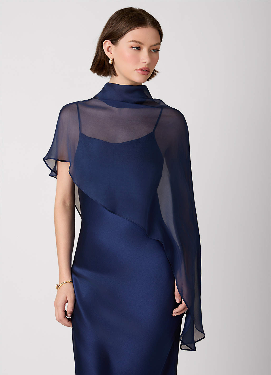 navy silk cocktail dress Sleeveless Maxi Ashton Satin in Navy | L