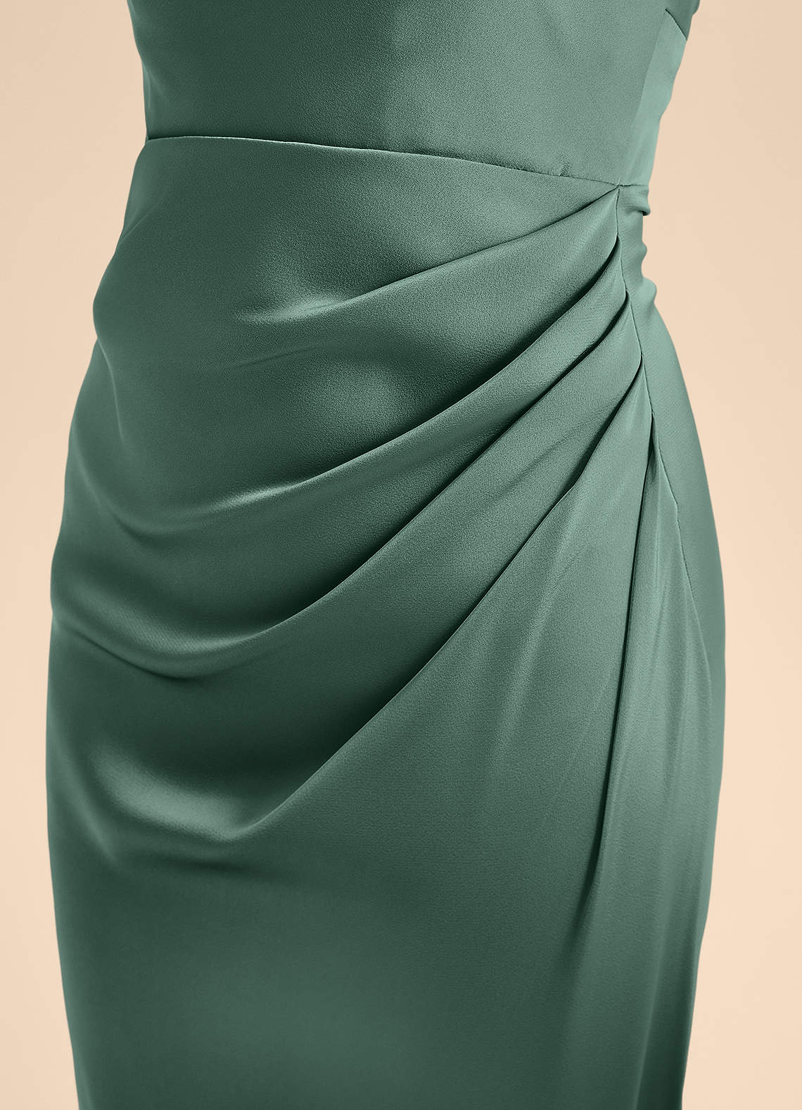 Azazie Renna Junior Vestido de Eucalipto de Satén Elástico de Corte en A con Plisado image6