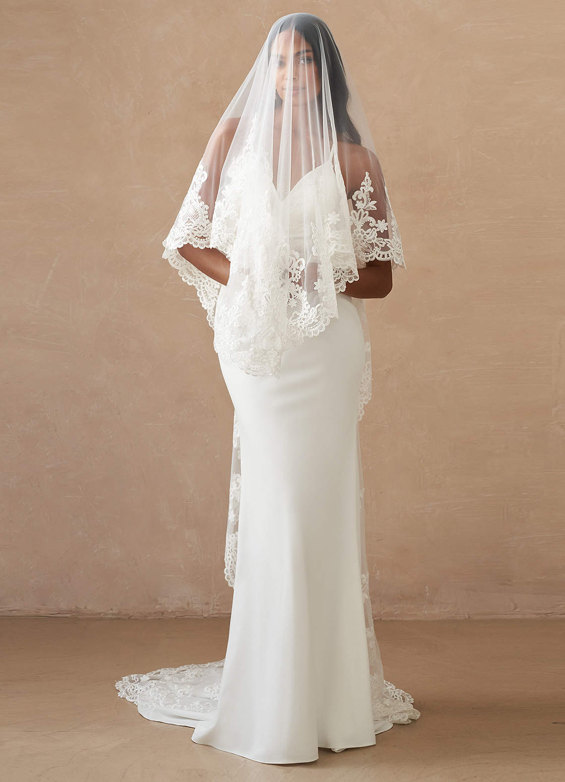front Princess Lace Cathedral Veil With Blusher