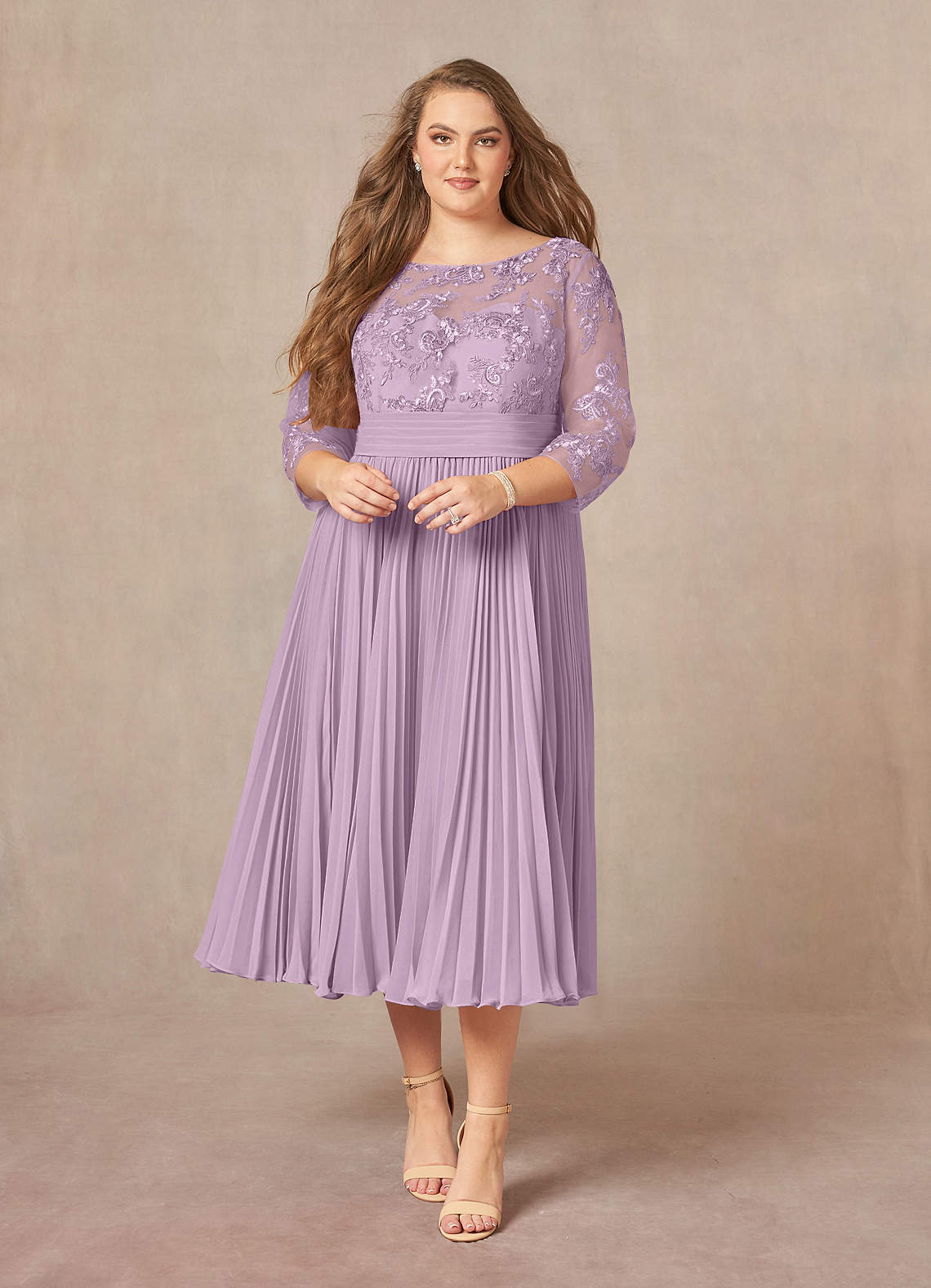 Azazie Tutu Final Sale Wisteria A-Line Boatneck Lace Chiffon Dress image1