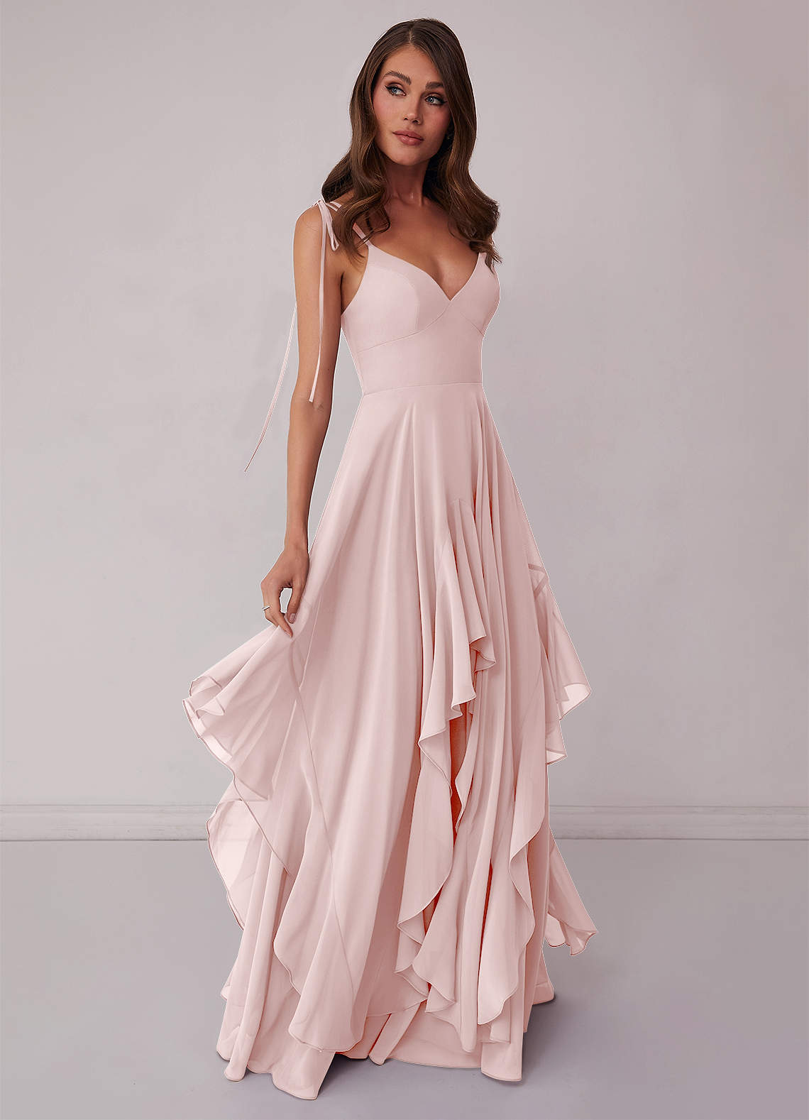 Barbie  AZAZIE 1004 Ready to Ship Blushing Pink Chiffon Bridesmaid Dresses  | Azazie