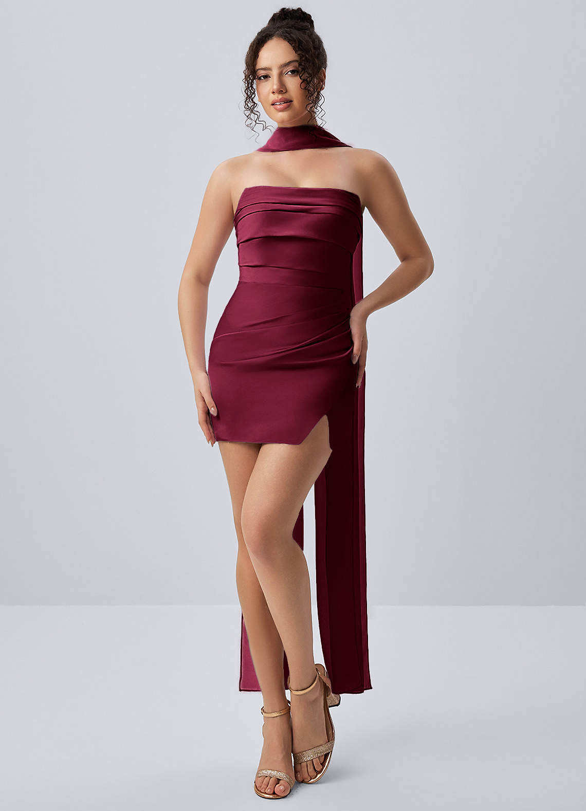 pink satin cocktail dress A-Line Strapless Mini Homecoming Color:Eggplant (Temporarily Unavailable) Perfect for coordinating with SCH001664_R Sage Green Bridesmaid Mint