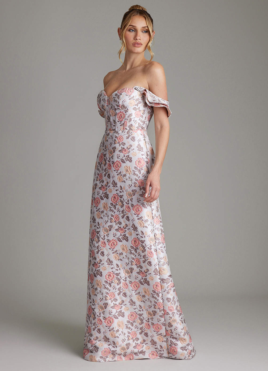 Azazie Adalynn Robes de demoiselle d'honneur Robe Trapèze en Brocart Rayé Rose Dorée image6