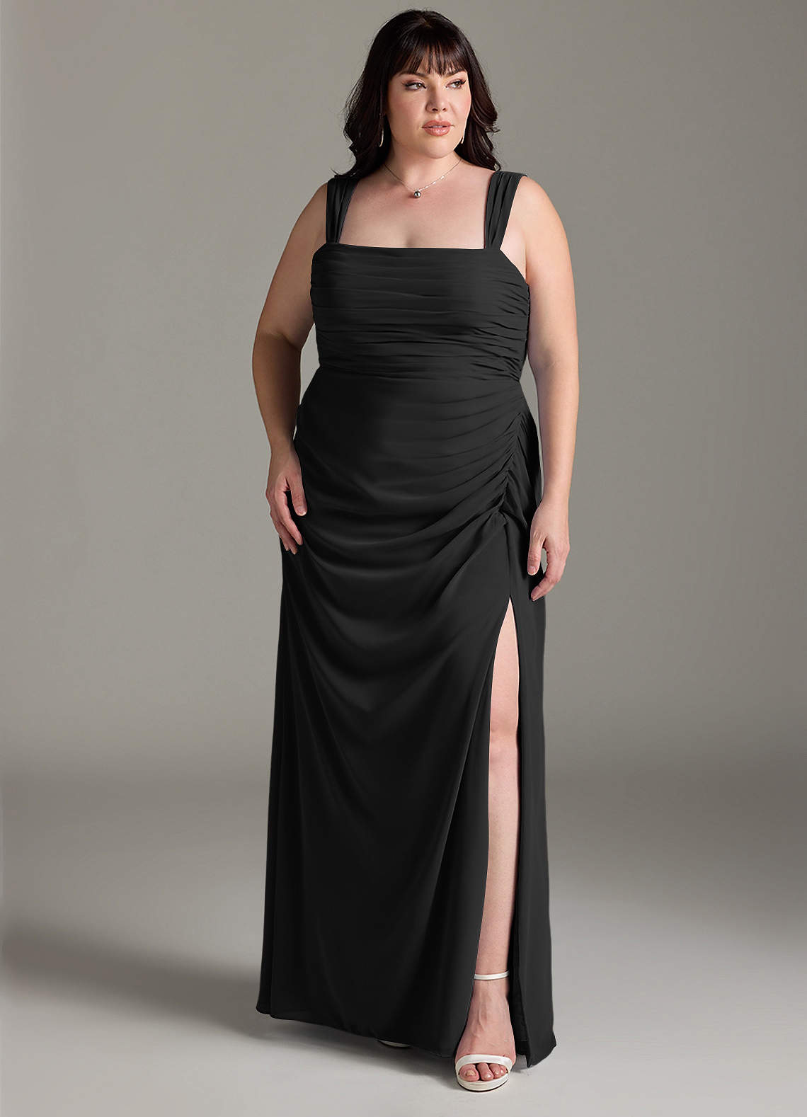 Azazie Jesaphine Bridesmaid Dresses Black Sheath Bow Chiffon Dress image7