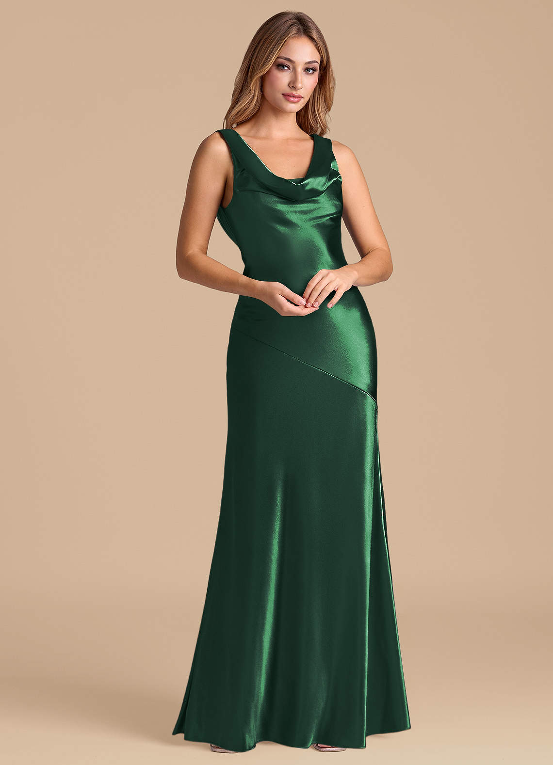 Azazie Rylina Dark Green Metallic Satin Bridesmaid Dresses | Azazie Azazie Rylina Dark Green Metallic Satin Bridesmaid Dresses | Azazie
