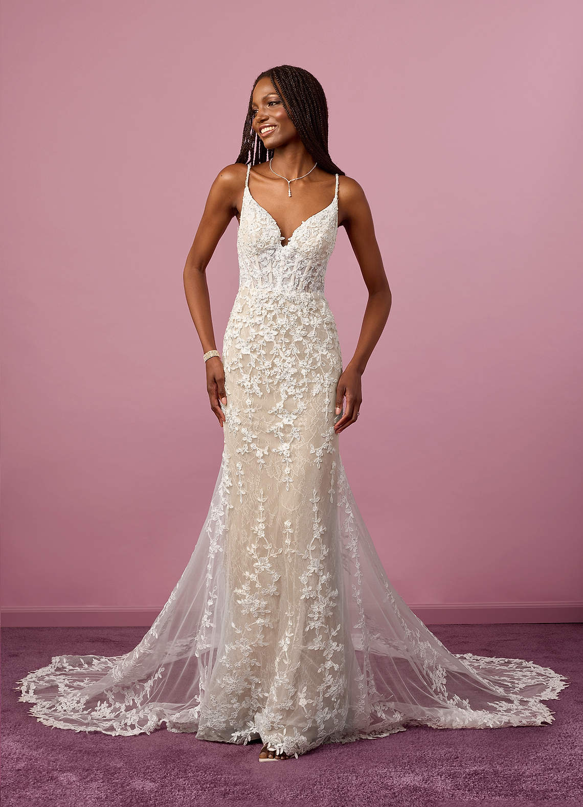 Barbie ♥ Azazie Abiti da Sposa Abito Sirena in Tulle Lustrini Diamante Bianco Nudo image1