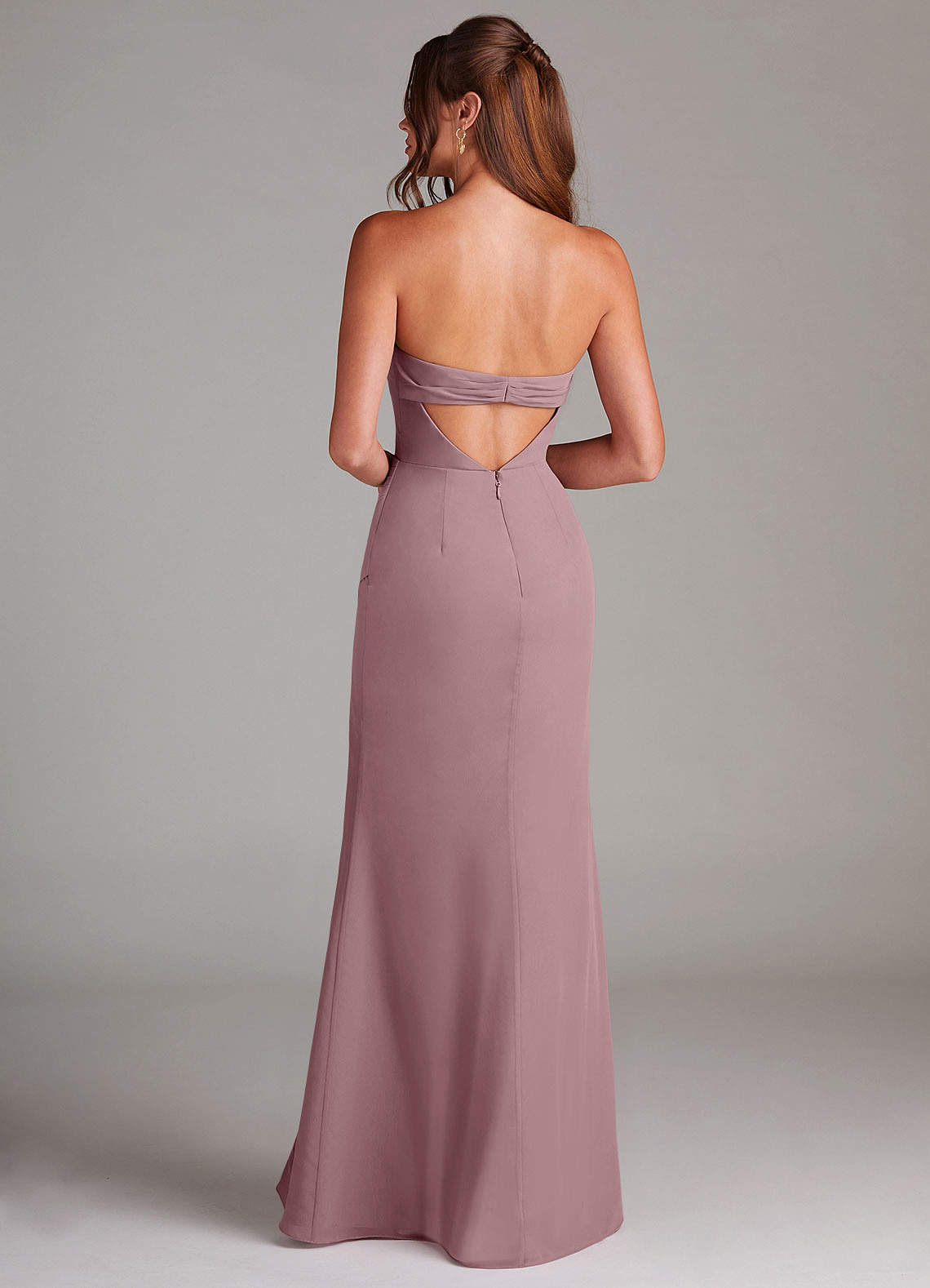 Azazie Leonis Bridesmaid Dresses Dusty Rose Sheath Strapless Chiffon Convertible Dress image4