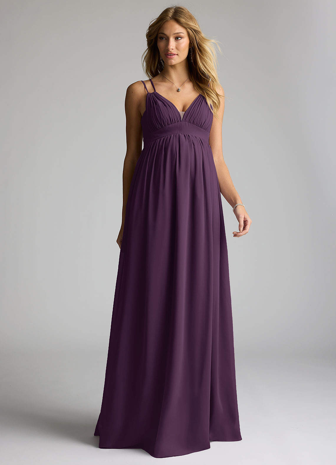Azazie Emree Maternity Bridesmaid Dresses A-Line Chiffon Floor-Length Dress image1
