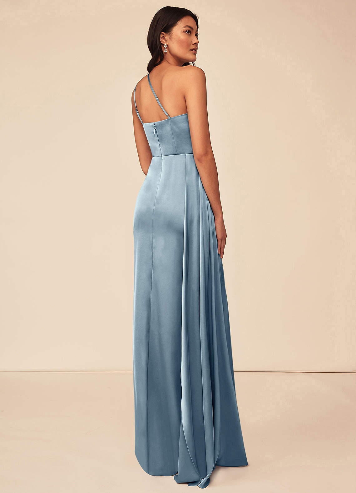 Azazie Maron Dusty Blue Stretch Satin Bridesmaid Dresses | Azazie Azazie Maron Dusty Blue Stretch Satin Bridesmaid Dresses | Azazie