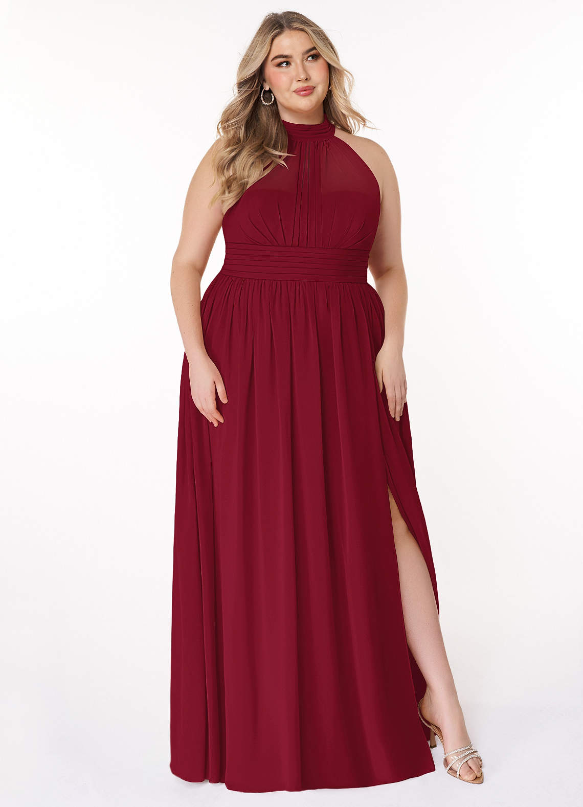 Azazie Iman Bridesmaid Dresses Burgundy A-Line A-Line Ruched Chiffon Dress image10
