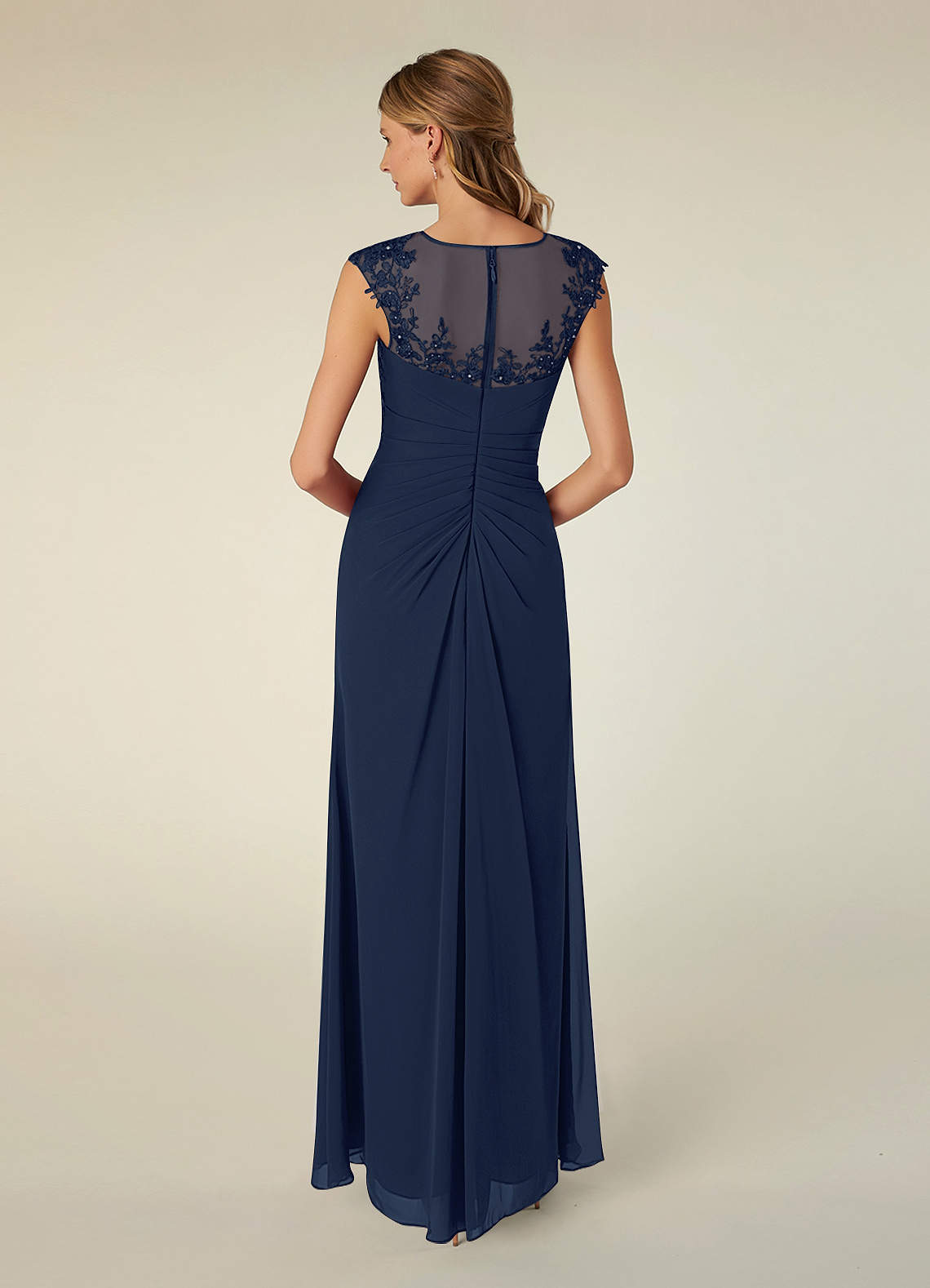 Azazie Libby Dark Navy A-Line Scoop Sequins Chiffon Dress | Azazie