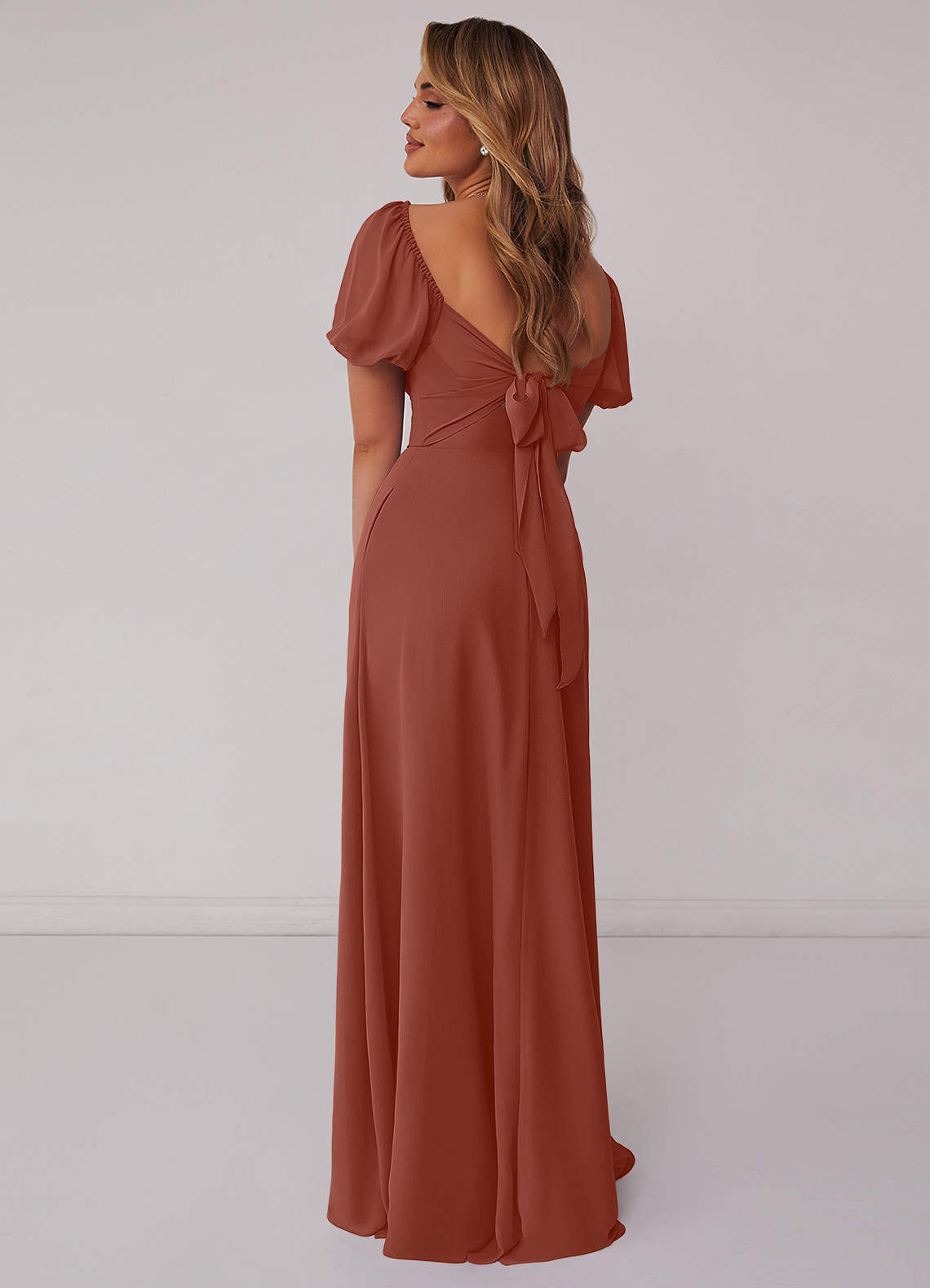 Barbie ♥ Azazie Bridesmaid Dresses Auburn A-Line Pleated Chiffon Dress image2