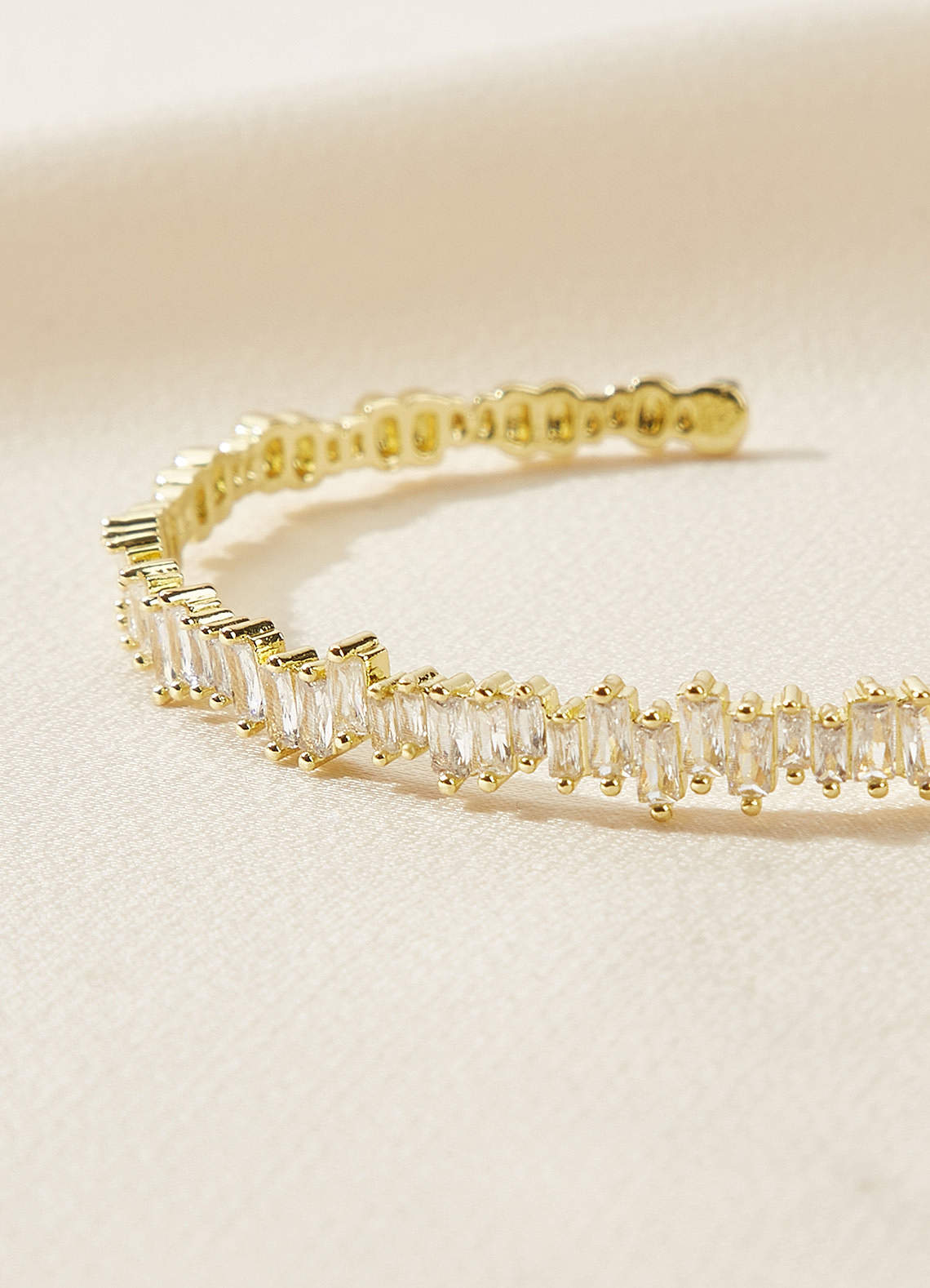 front Thin Jagged Crystal Cuff Bracelet