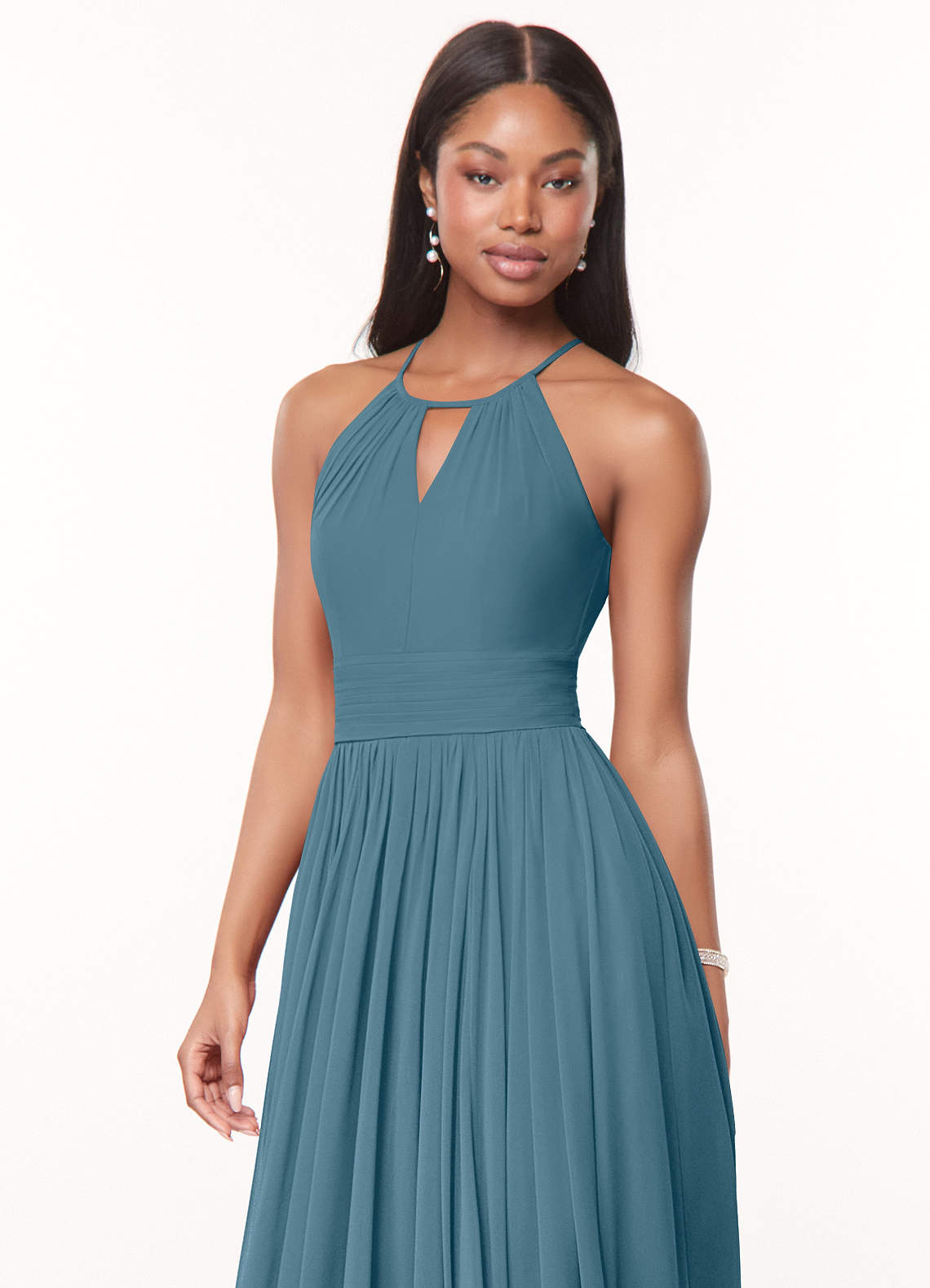 Azazie Cherish Bridesmaid Dresses Bermuda A-Line Pleated Chiffon Dress image1