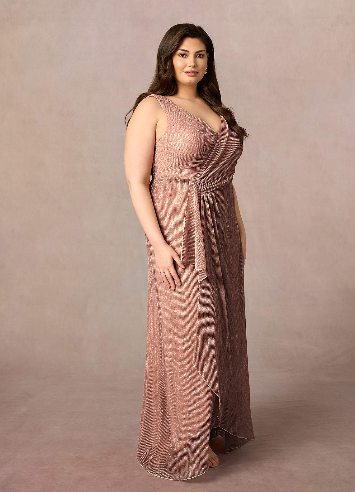 Azazie Tuscon Mère de la mariée Robes Robe Trapèze en Maille métallique Rayé Or Rose image6