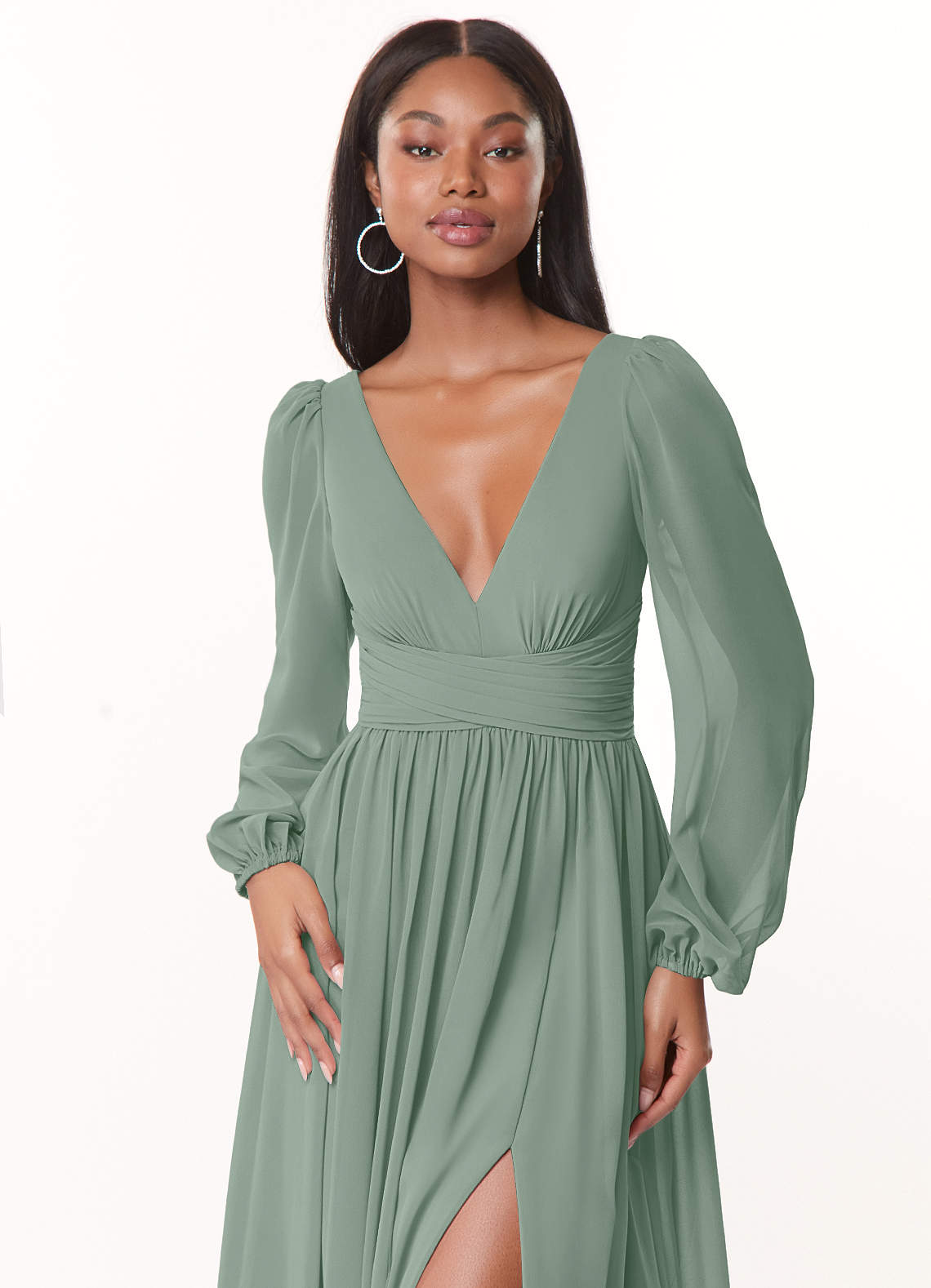 Azazie Norah Silver Sage Chiffon Bridesmaid Dresses | Azazie Azazie Norah Silver Sage Chiffon Bridesmaid Dresses | Azazie