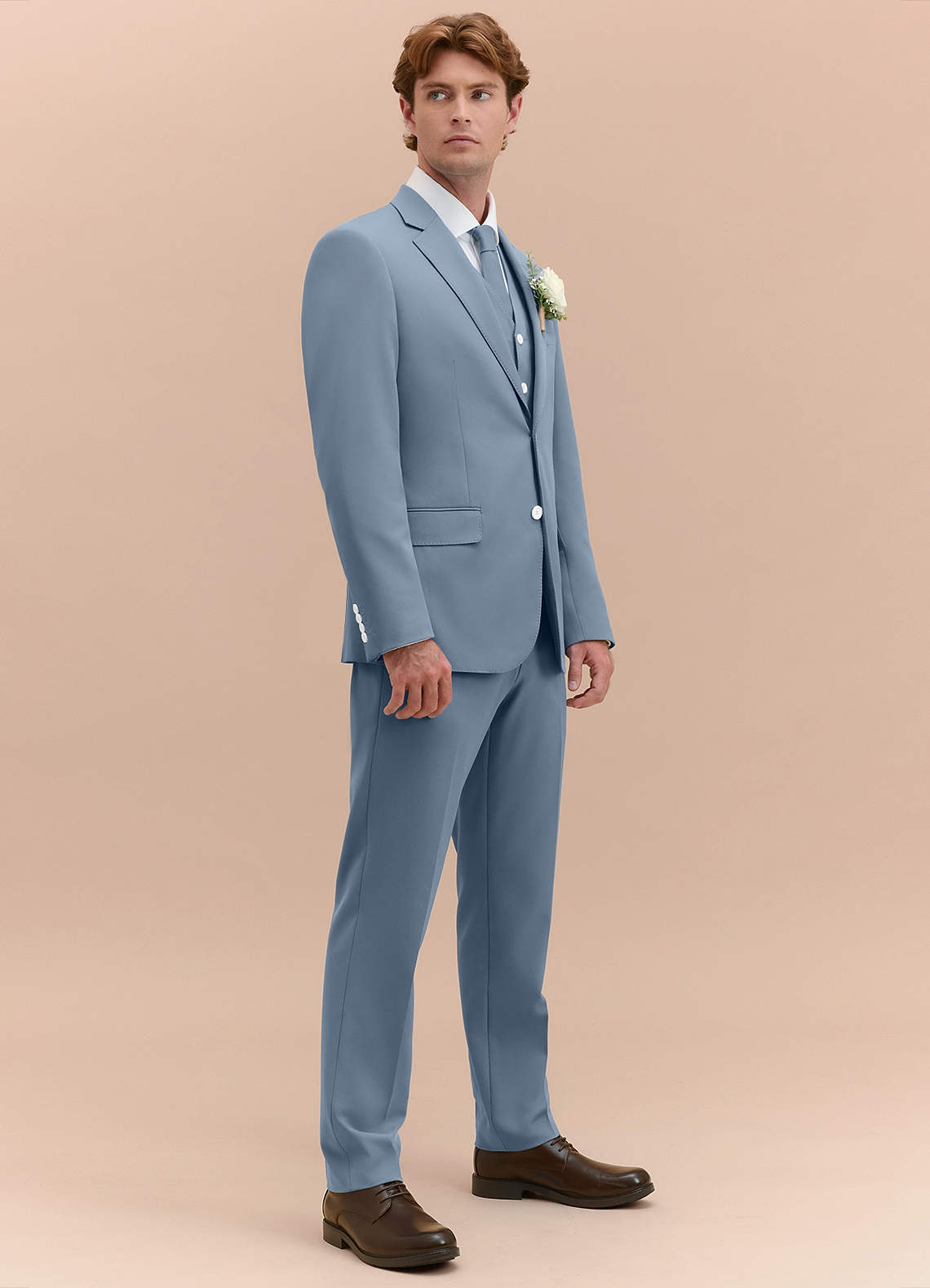 front James Dusty Blue Structured Stretch 3-piece suit